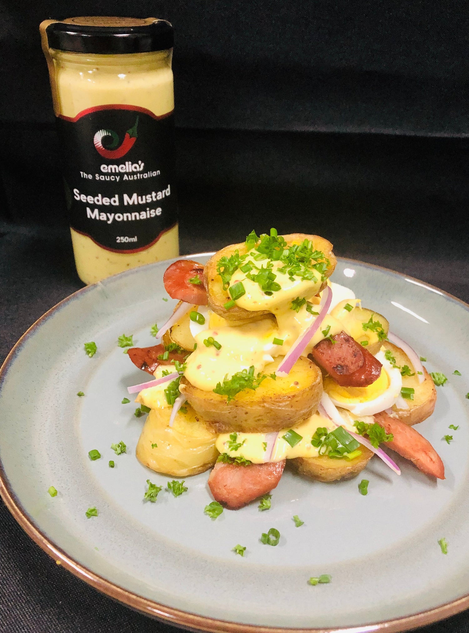 Warm Potato Salad with Emelia’s Seeded Mustard Mayo