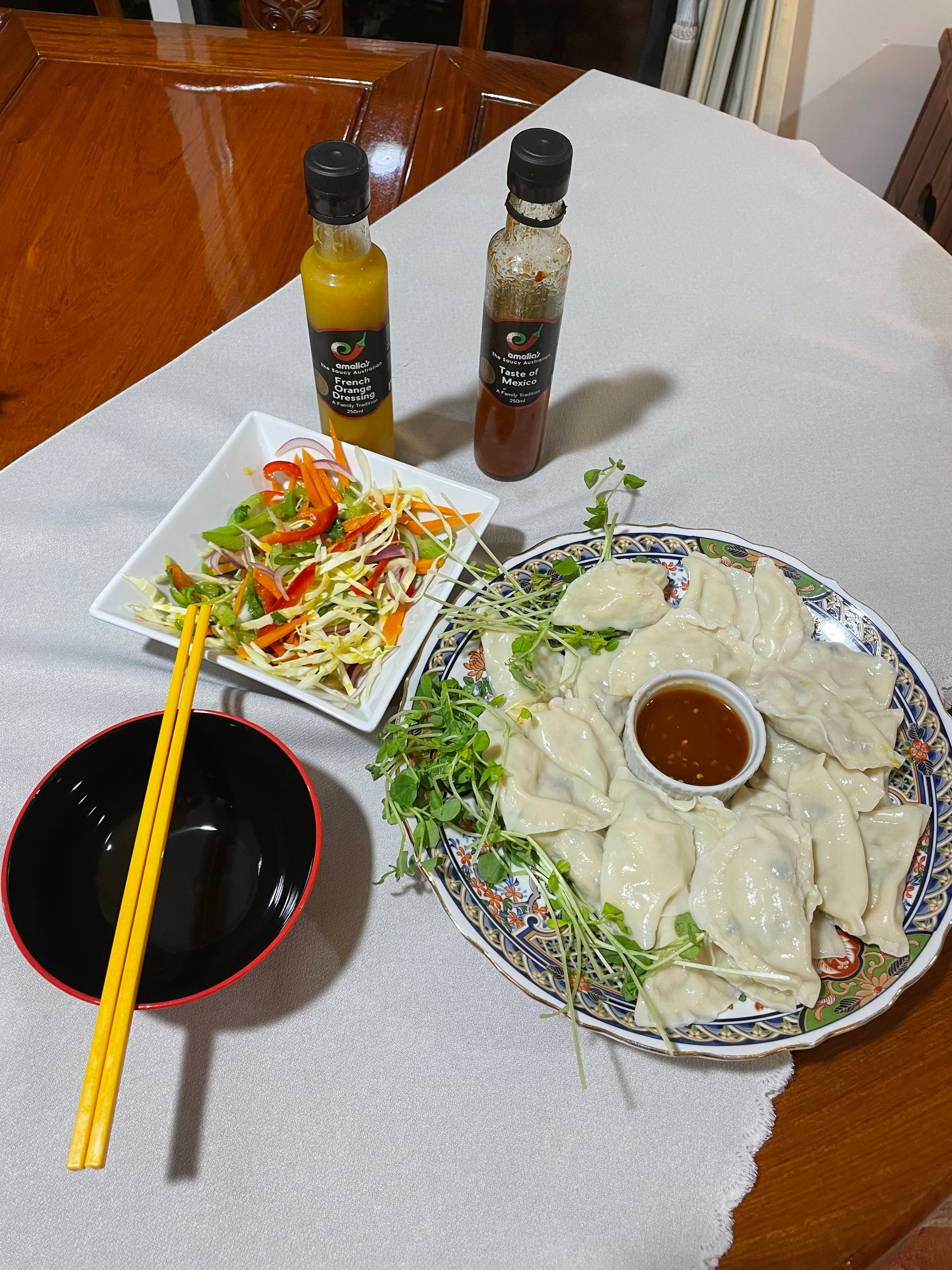 Prawn Dumplings with Asian Slaw – Emelia's The Saucy Australian