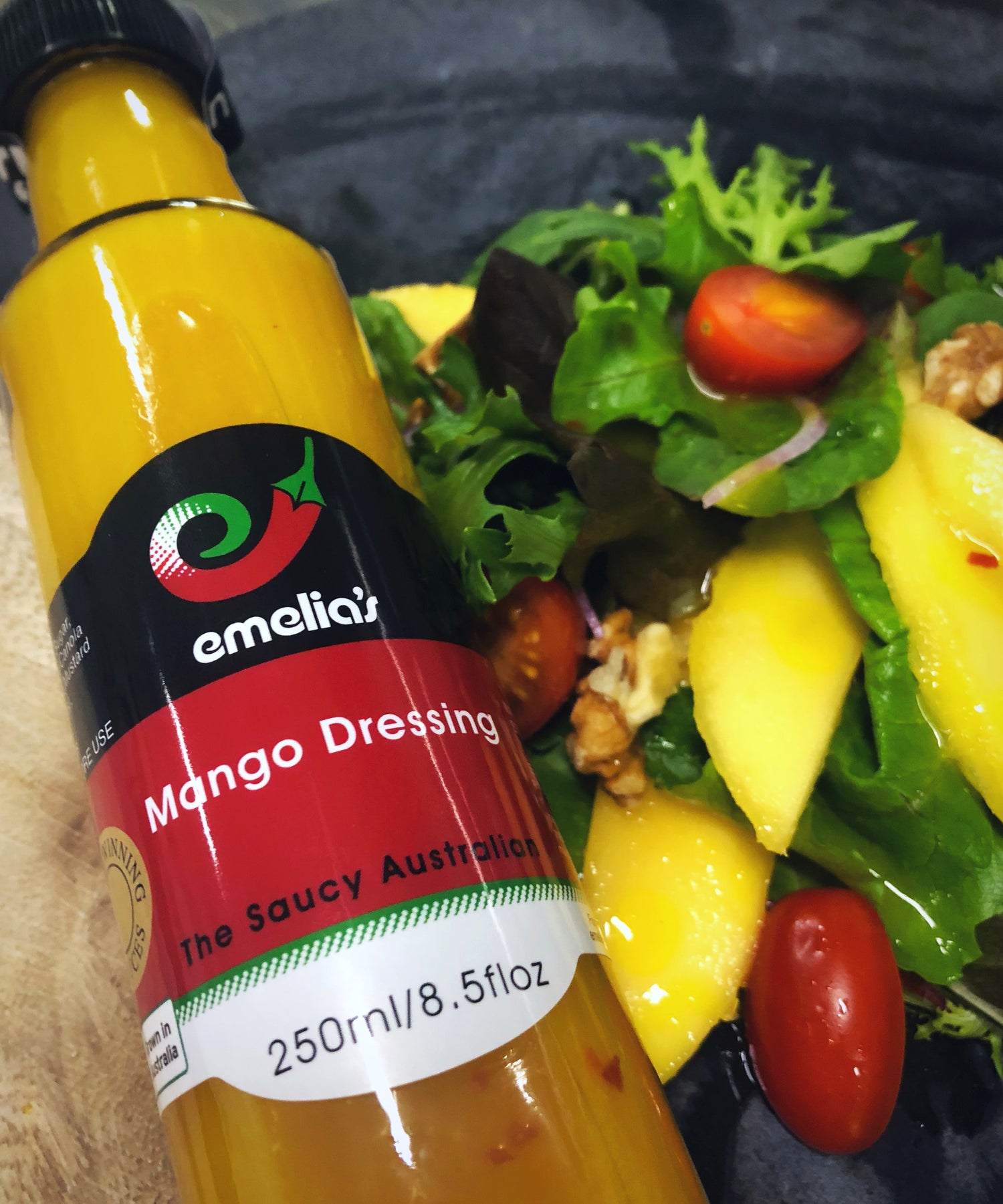 Summer Mango Salad with Emelia’s Mango Dressing